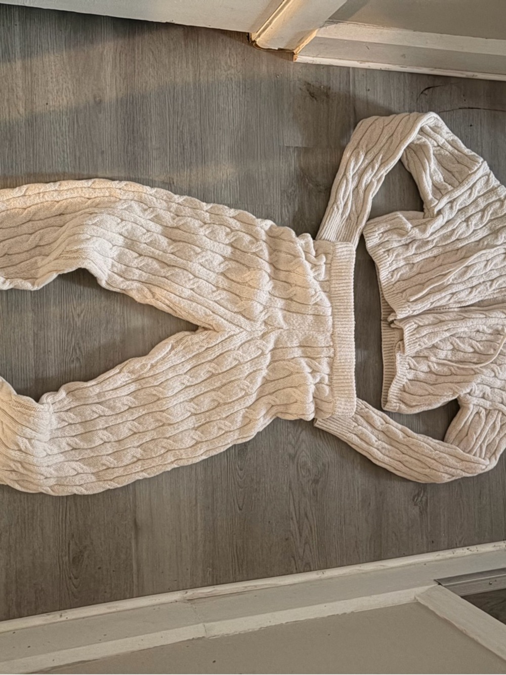 SHEIN Soft Knit Hoodie and Joggers Set - Light Cream - Picture 3 of 7